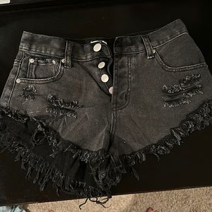 Superdown black shortie shirt cutoff shorts size 26 never been worn.